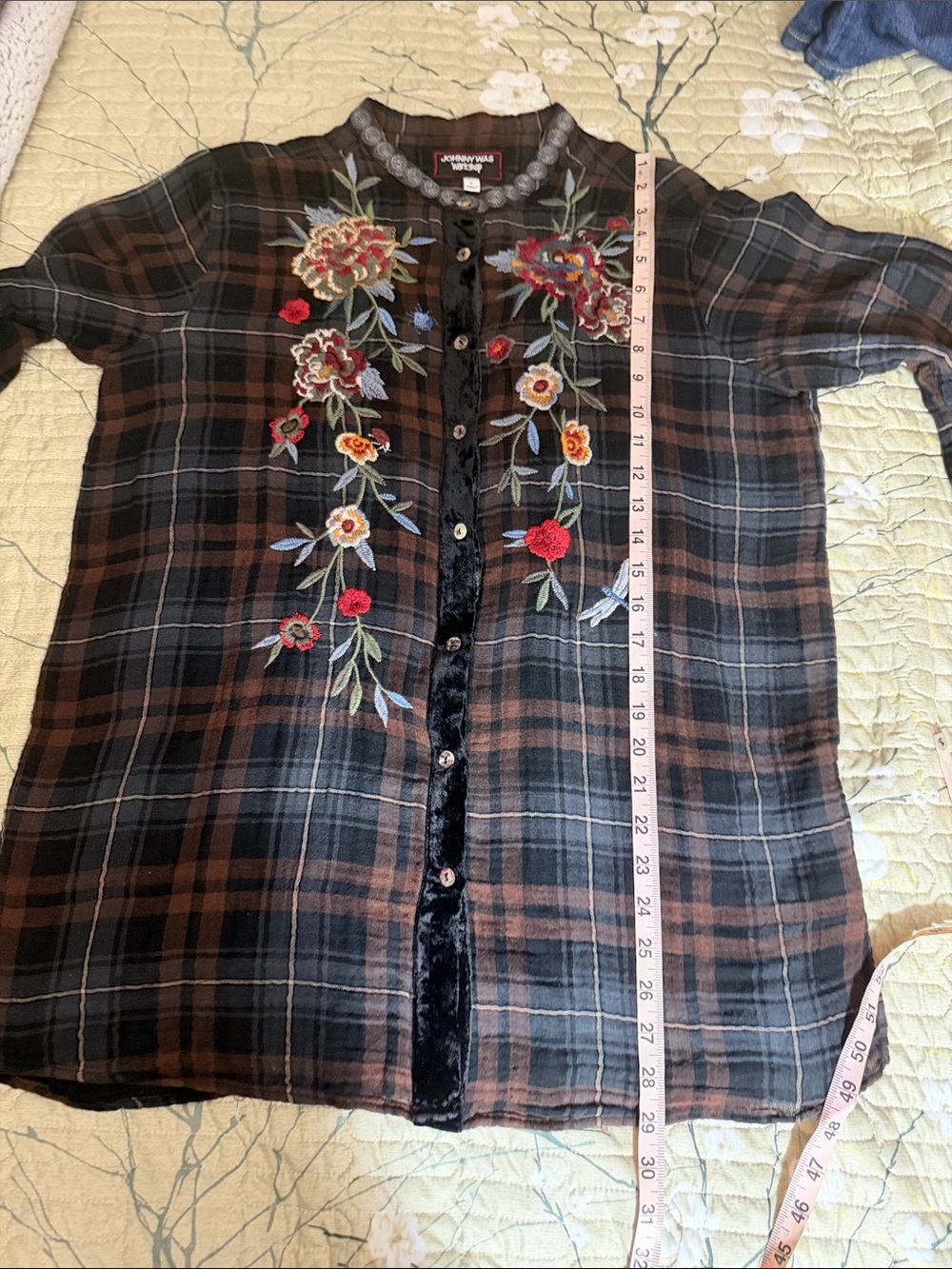 Johnny Was Krysha Velvet Placket Shirt - Picture 7 of 11